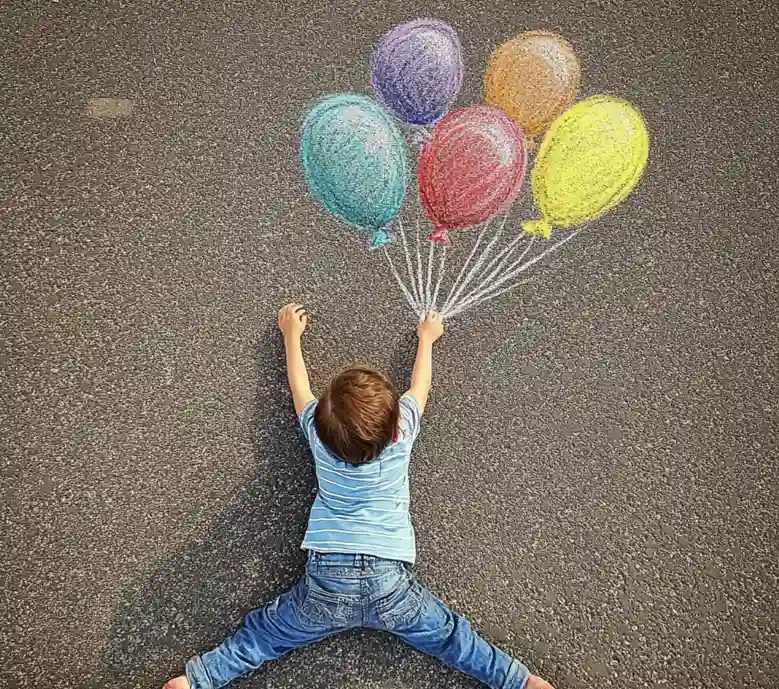 Colorful balloons chalk drawing