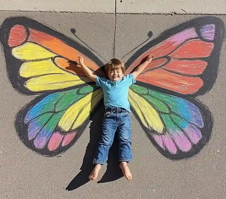 Butterfly wings chalk drawing
