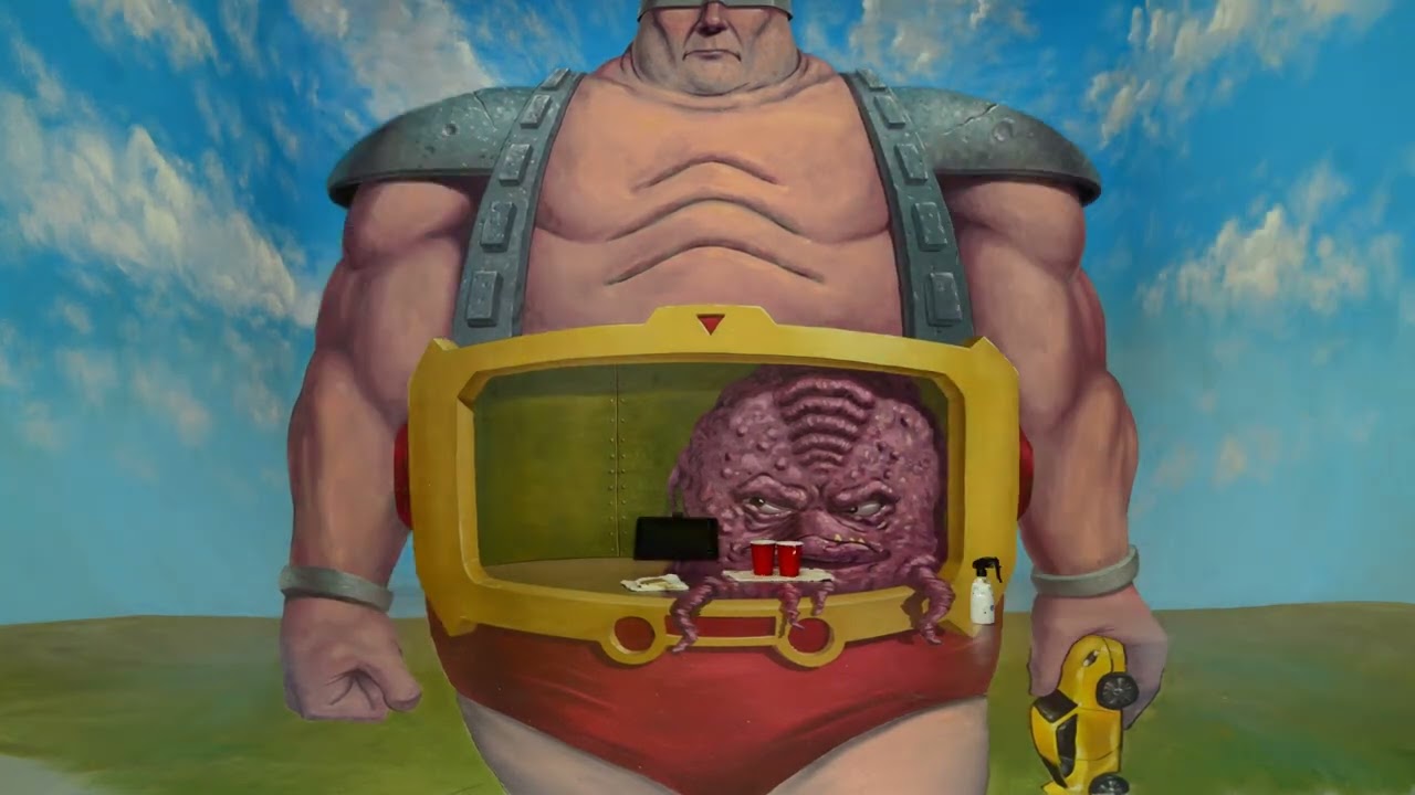 Time-lapse of Chris Carlson creating the Krang Interactive 3D Mural 3D chalk art
